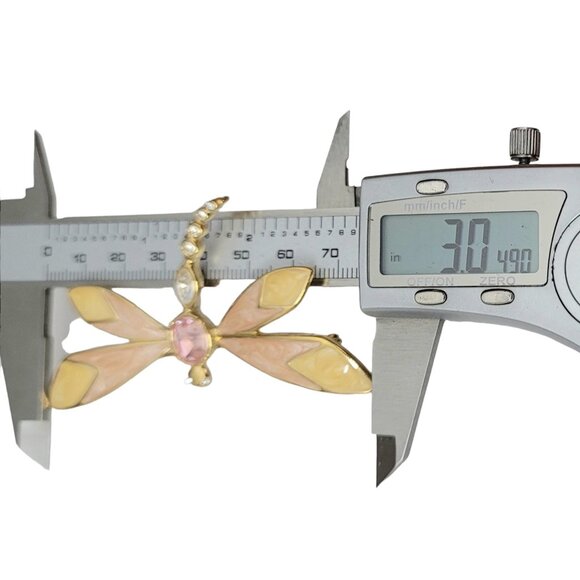 Kenneth Jay Lane For Avon Rhinestone Enamel Dragonfly Brooch Pin, Signed - Picture 5 of 7